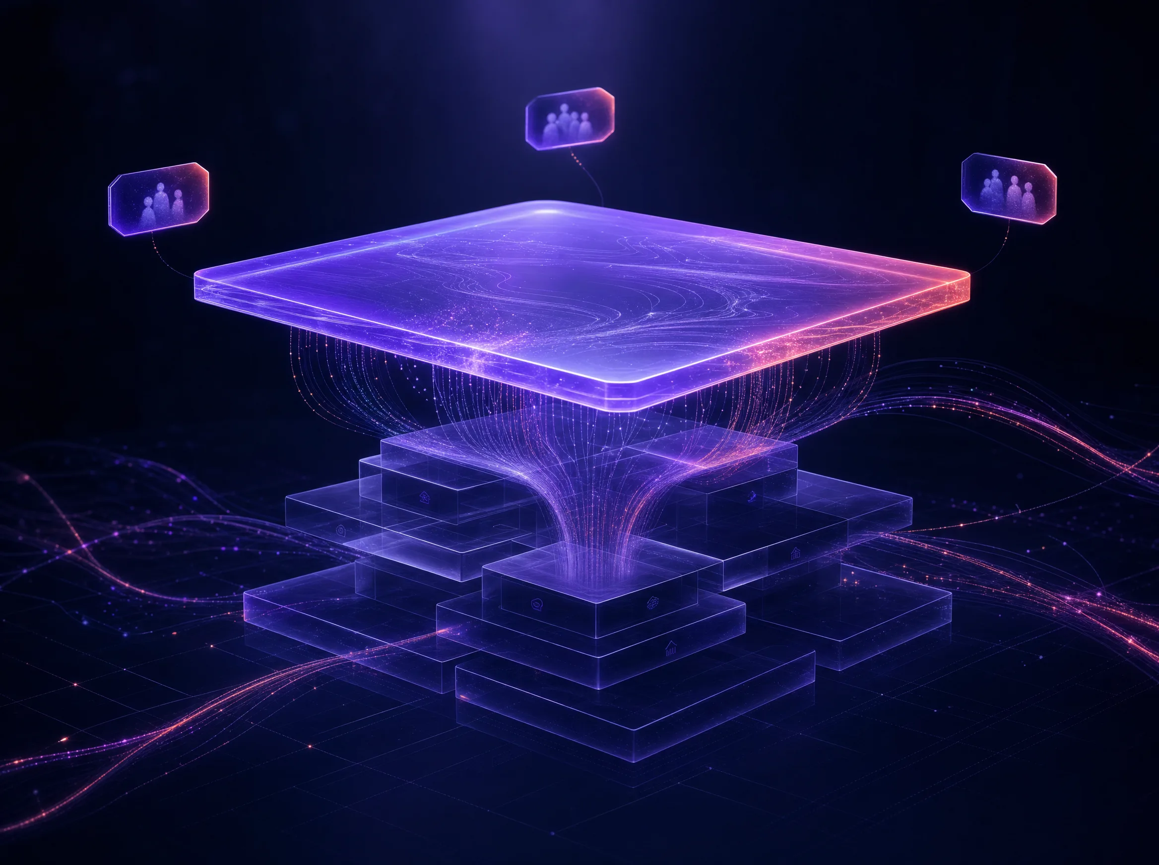 Architectural visual — Cypien composition layer over the insurance stack.